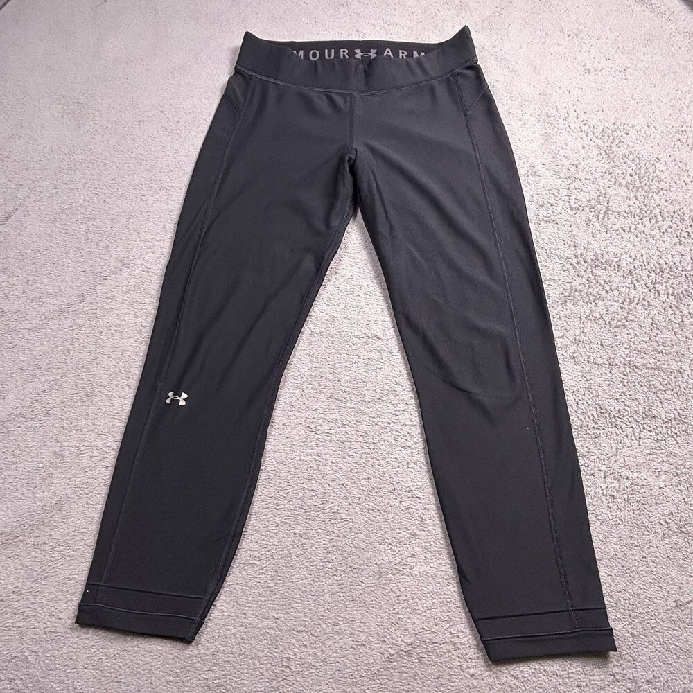 Under Armour Compression Leggings Womens Large Black HeatGear Capri Athletic
